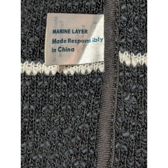 Marine LAYER LONG SLEEVE CARDIGAN Sz Small STRIPES COLLAR POCKETS Heavy KNIT SWE - Picture 8 of 8